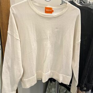 WISPR BY BRODIE Nwot Cotton Silk crew neck lightweight Ivory Sweater